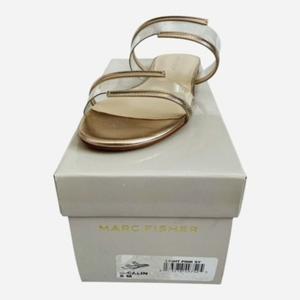 Marc Fisher Calin Flat Sandals Rose Gold Metallic Clear Vinyl Slides Size 6M NIB - Picture 4 of 8